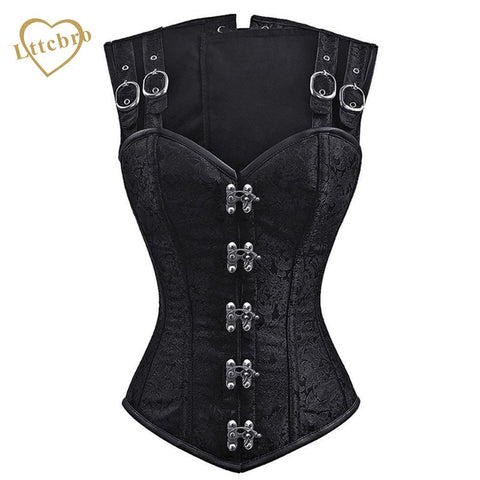 Black Steampunk Corset and Bustier Brocade Sexy Cupless Vest Corset Gothic Waist Corsets Steel Boned Cosplay Clothing