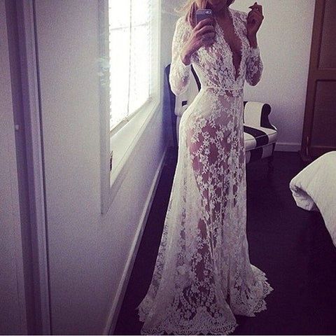 white lace long slips women hot intimates Low-cut full slips