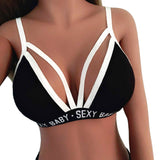 Women Word Print Sexy Baby Bralette Pure Three Quarters Unpadded Bra