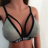 Women Word Print Sexy Baby Bralette Pure Three Quarters Unpadded Bra