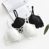 Sexy Women Floral Sheer Lace Bralette Bra Brassiere Lingerie Push Up Bra Bustie Cross Bandage Bra For Women Padded Underwear