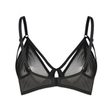 Women Bra Mesh Semi Sheer Hollow Out Adjustable Straps transparent Underwire Bralettes Female Soft Breathable Underwears Lady