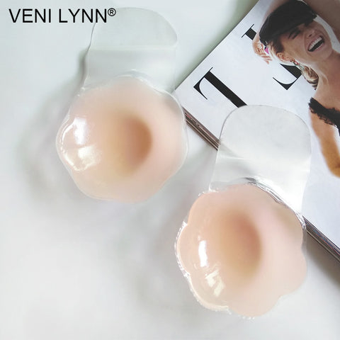 VENI LYNN Instant Boob Lift Up Tape Petals Reusable Flower Silicone Nipple Cover Breast Pasties Round Chest Stickers for Nipple