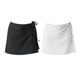 Ladies Mix Match Solid Color Swim Beachwear Skirt Wrap Sexy Bikini Cover Soft Black/White Strap Cover drop Shipping