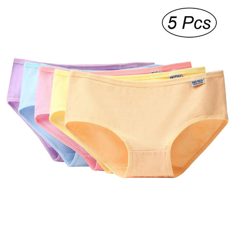 5Pcs Women Underwear Cotton Cute Candy Color Girls Ladies Panties Size XL (Random Color)