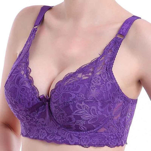 Women Comfortable Brassiere Soft Lace Bra Full Coverage Thin Elegant Lingerie 95C/42C (White)