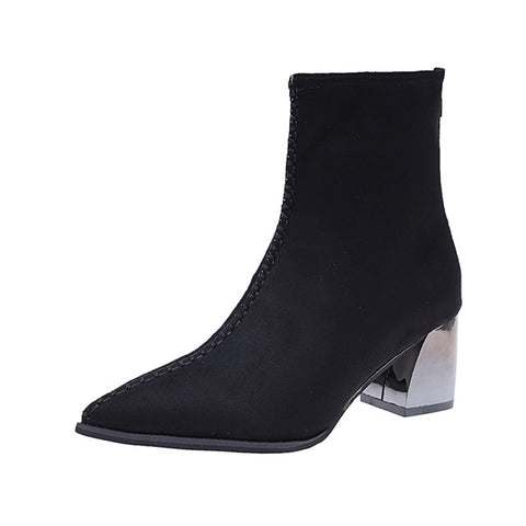 High Heel Boots Women Winter Boots Warm High Heels Shoes Square Heel Women Boots Ladies Ankle Botas A352