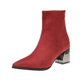 High Heel Boots Women Winter Boots Warm High Heels Shoes Square Heel Women Boots Ladies Ankle Botas A352