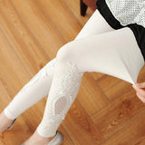 Babbytoro XS- 7XL leggings Women cotton lace decoration leggings 2019 leggins plus size long leggings plus size leg pants