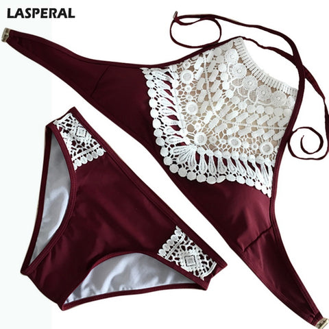 LASPERAL Women Bra Set Solid Color Sexy Sling Lace Bra Bikini Sets Ladies Bathing Suit Bra and Underwear Swimsuit Brief