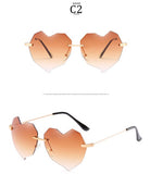 RTBOFY Retro Love Heart Shaped Rimless Sunglasses for Women Tinted Eyewear UV400