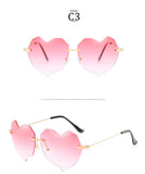 RTBOFY Retro Love Heart Shaped Rimless Sunglasses for Women Tinted Eyewear UV400