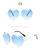 RTBOFY Retro Love Heart Shaped Rimless Sunglasses for Women Tinted Eyewear UV400