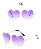 RTBOFY Retro Love Heart Shaped Rimless Sunglasses for Women Tinted Eyewear UV400