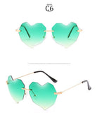 RTBOFY Retro Love Heart Shaped Rimless Sunglasses for Women Tinted Eyewear UV400