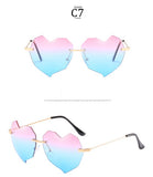 RTBOFY Retro Love Heart Shaped Rimless Sunglasses for Women Tinted Eyewear UV400