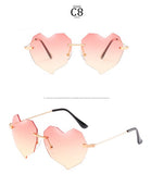 RTBOFY Retro Love Heart Shaped Rimless Sunglasses for Women Tinted Eyewear UV400