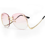 Rimless Frame Gradient Lens Curved Legs Glasses UV 400 Lens xx119