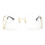Rimless Frame Gradient Lens Curved Legs Glasses UV 400 Lens xx119