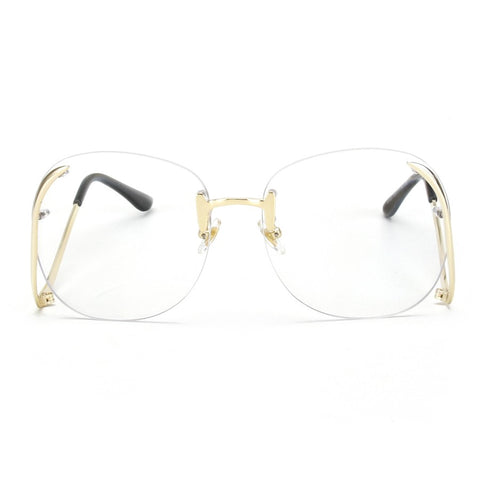 Rimless Frame Gradient Lens Curved Legs Glasses UV 400 Lens xx119