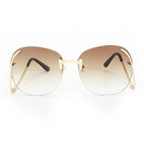 Rimless Frame Gradient Lens Curved Legs Glasses UV 400 Lens xx119