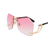 Oversize Sunglasses Women Rimless Elegant Lady Female Optics Clear Lens Sunglasses Gradient xx143