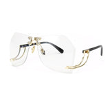 Oversize Sunglasses Women Rimless Elegant Lady Female Optics Clear Lens Sunglasses Gradient xx143