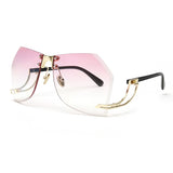 Oversize Sunglasses Women Rimless Elegant Lady Female Optics Clear Lens Sunglasses Gradient xx143