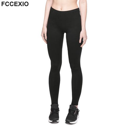 FCCEXIO 2019 Sexy Push Up Black Leggings Women New Fashion High Waist Workout Leggings Fitness Leggings Slim Sporting Legging