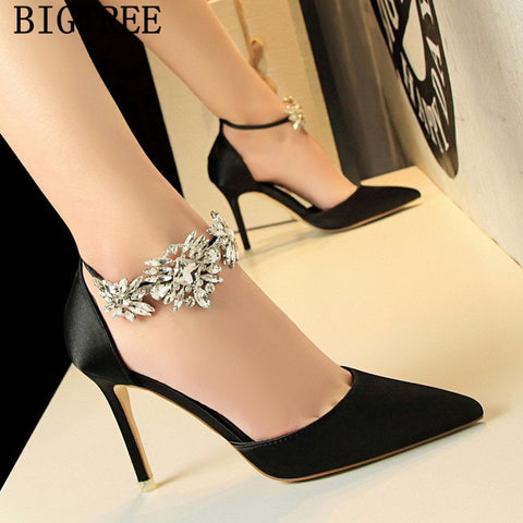 mary jane shoes wedding heels dress shoes women pumps rhinestone heels blue shoes high heels sandals women chaussure femme talon