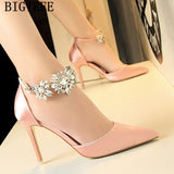 mary jane shoes wedding heels dress shoes women pumps rhinestone heels blue shoes high heels sandals women chaussure femme talon