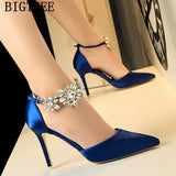 mary jane shoes wedding heels dress shoes women pumps rhinestone heels blue shoes high heels sandals women chaussure femme talon