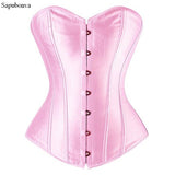 Corsets Bustiers Overbust Tops Satin Sexy Victorian Corset Corselet Brocade Vintage Style Korsett for Women Plus Size Pink Green