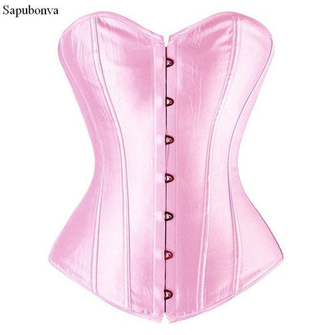 Corsets Bustiers Overbust Tops Satin Sexy Victorian Corset Corselet Brocade Vintage Style Korsett for Women Plus Size Pink Green
